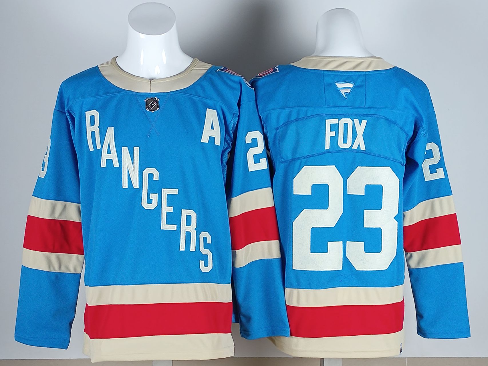 Men 2026 New York Rangers #23 Fox Light Blue 100th NHL Jersey style 01